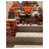 Collection of Halloween Decorations and Harvest Apple Orchard Village Set