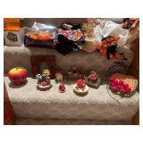 Collection of Halloween Decorations and Harvest Apple Orchard Village Set