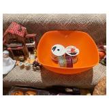Collection of Halloween Decorations and Harvest Apple Orchard Village Set