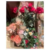 Collection of Artificial Floral Arrangements and Accessories