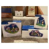 Collection of Department 56 Village Accessories and Framed Artworks