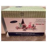 Department 56 Neighborhood Christmas Scene and Village Air Hangar