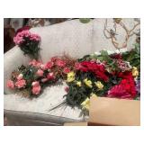 Large Assortment of Artificial Flowers and Holiday Decorations