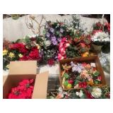 Large Assortment of Artificial Flowers and Holiday Decorations