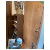 Assorted Household Essentials and Storage Cabinet