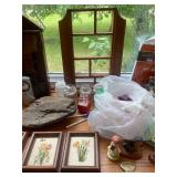 Diverse Collection of Decorative Figurines, Framed Art, and Miscellaneous Household Items