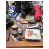 Assorted Collection Including Tools, Office Supplies, and Memorabilia