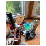 Assorted Collection Including Tools, Office Supplies, and Memorabilia