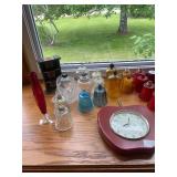 Collection of Vintage Glass Decanters, Vases, and Red Glassware