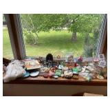 Assortment of Magazines, Quilting Book, Two Personal CD Players, and Assorted Decorative Items