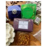 Assortment of Magazines, Quilting Book, Two Personal CD Players, and Assorted Decorative Items