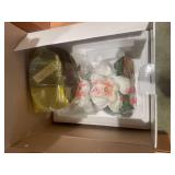 Home Interiors and Gifts Collection with Figurines, Candelabra, and Metal Shelf