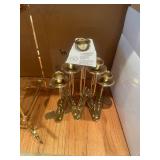 Home Interiors and Gifts Collection with Figurines, Candelabra, and Metal Shelf