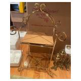 Home Interiors and Gifts Collection with Figurines, Candelabra, and Metal Shelf