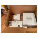 Home Interiors and Gifts Collection with Figurines, Candelabra, and Metal Shelf