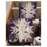 Holiday Decoration Bundle with Crystal Snowflakes and Christmas Garland