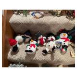 Assorted Christmas Decorations Set with Lighted Reindeer and Plush Figurines