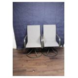 Pair of Gray Outdoor Patio Swivel Chairs
