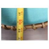 Rattan Lounge Chair with Aqua Cushions and Footrest