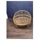 Rattan Lounge Chair with Aqua Cushions and Footrest