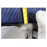 Gray Outdoor Patio Loveseat with White Cushions