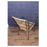Set of 2 Modern Rattan and Metal Armchairs