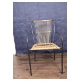 Set of 2 Modern Rattan and Metal Armchairs