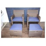 5-Piece Wicker Patio Set with Cushions