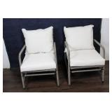 Pair of Outdoor Patio Armchairs with Cushions
