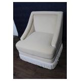 Vintage Beige Lounge Chair with Fringe Detailing