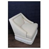 Vintage Beige Lounge Chair with Fringe Detailing