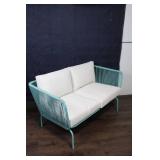 Outdoor Patio Sofa with Cushions and Turquoise Steel Frame