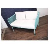 Outdoor Patio Sofa with Cushions and Turquoise Steel Frame