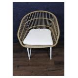 Set of 2 Wicker Lounge Chairs with Cushions and Side Table