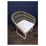 Set of 2 Wicker Lounge Chairs with Cushions and Side Table