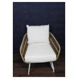 Pair of Modern Outdoor Patio Chairs with Wicker Design