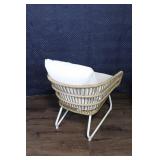 Pair of Modern Outdoor Patio Chairs with Wicker Design