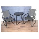 Set of 2 Black Metal Patio Chairs with Small Round Table