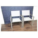 Pair of Outdoor Patio Chairs with Grey Frames