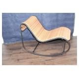 Woven Rattan and Metal Frame Rocking Chair