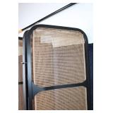 Folding 3-Panel Room Divider with Metal Frame and Woven Panels