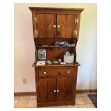 Wood Cupboard & Contents