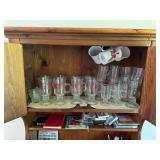 Wood Cupboard & Contents