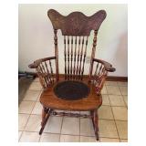 Antique Oak Press Back Rocker