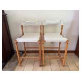 Vintage Pair of Scandinavian Modern Sling Counter Height Bar Stools White