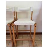 Vintage Pair of Scandinavian Modern Sling Counter Height Bar Stools White