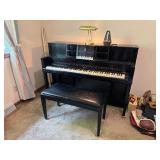 Steinway & Sons Upright Piano, Bench, Light, & Metronome