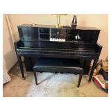 Steinway & Sons Upright Piano, Bench, Light, & Metronome