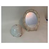 Vintage "Fitz & Floyd" 1997 Porky Bank & Wood Oval Mirror