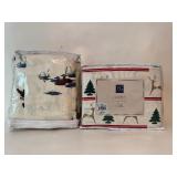 Lot of (2) Cotton Flannel Size Full Sheets: Reindeer & Duck